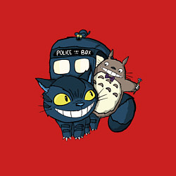 Свитшот хлопковый мужской Tardis Totoro, цвет: красный — фото 2