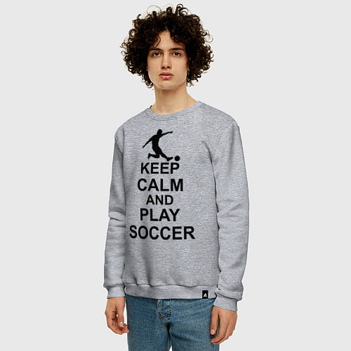 Мужской свитшот Keep Calm & Play Soccer / Меланж – фото 3