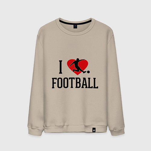 Мужской свитшот I love football / Миндальный – фото 1