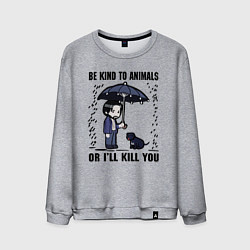 Свитшот хлопковый мужской Be kind to animals or I'll kil, цвет: меланж