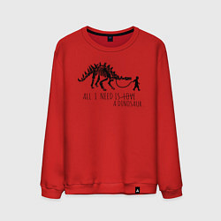 Свитшот хлопковый мужской All a need is dinosaur, цвет: красный