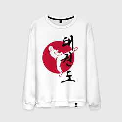 Свитшот хлопковый мужской Тхэквондо, цвет: белый