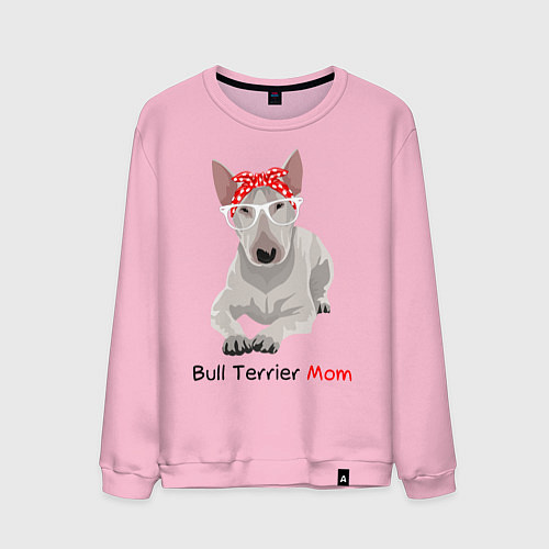 Мужской свитшот Bull terrier Mom / Светло-розовый – фото 1