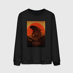 Мужской свитшот Godzilla and red sun