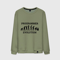 Свитшот хлопковый мужской Эволюция программиста, цвет: авокадо