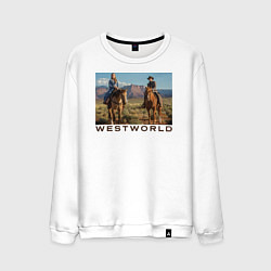 Свитшот хлопковый мужской Westworld Landscape, цвет: белый