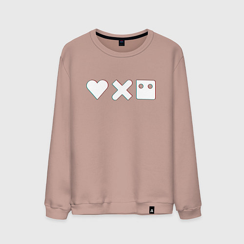 Мужской свитшот LOVE DEATH ROBOTS GLITCH / Пыльно-розовый – фото 1