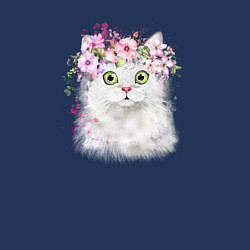 Свитшот хлопковый мужской Котик В Цветах, цвет: тёмно-синий — фото 2