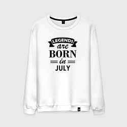 Свитшот хлопковый мужской Legends are born in july, цвет: белый