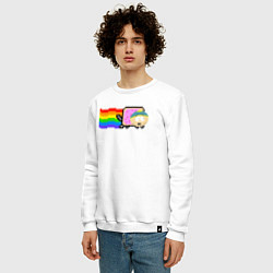 Свитшот хлопковый мужской Картман Nyan Cat, цвет: белый — фото 2