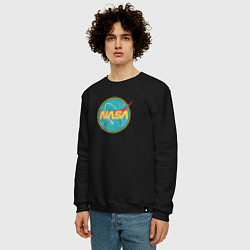 Свитшот хлопковый мужской NASA винтажный логотип, цвет: черный — фото 2