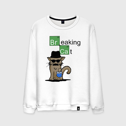 Мужской свитшот Breaking Cat / Белый – фото 1