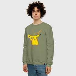 Свитшот хлопковый мужской Pikachu, цвет: авокадо — фото 2