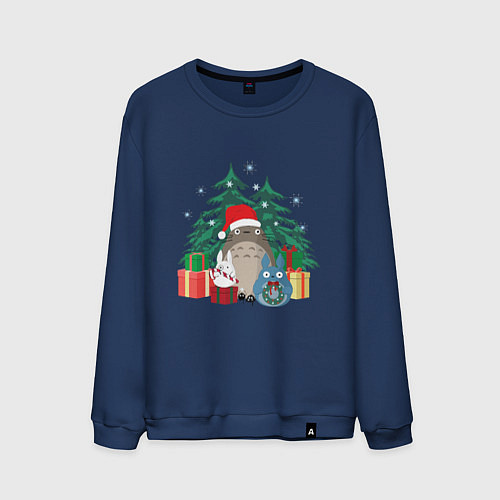 Мужской свитшот New Year Totoro / Тёмно-синий – фото 1