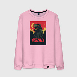 Свитшот хлопковый мужской Godzilla, цвет: светло-розовый