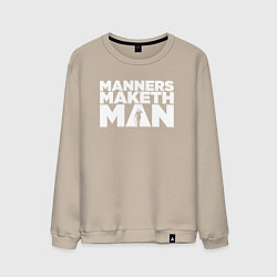 Свитшот хлопковый мужской Manners maketh man, цвет: миндальный