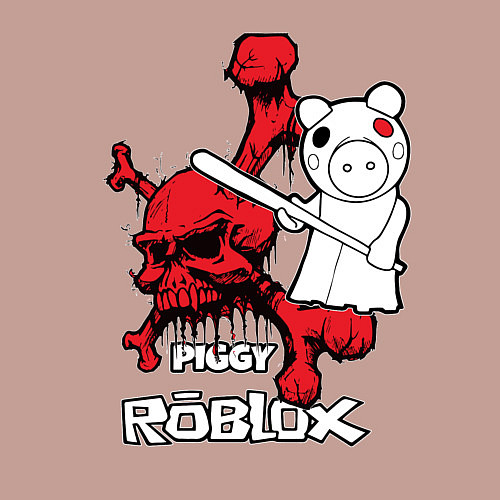 Мужской свитшот Свинка Пигги из Roblox / Пыльно-розовый – фото 3