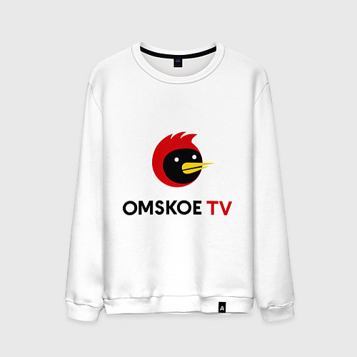 Мужской свитшот Omskoe TV logo / Белый – фото 1