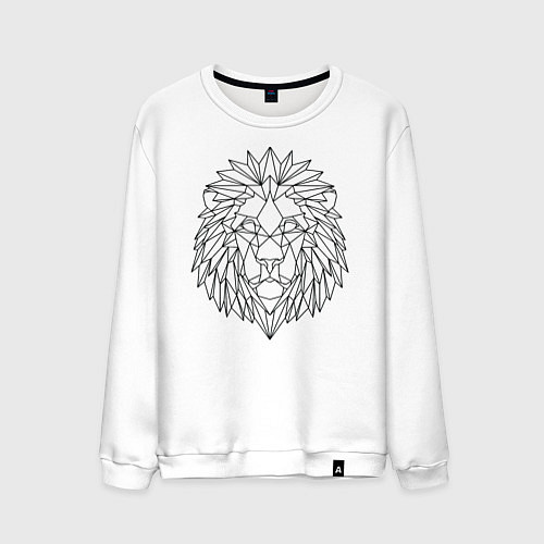 Мужской свитшот Геометрический Лев / Белый – фото 1
