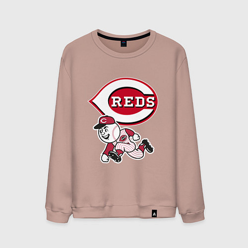 Мужской свитшот Cincinnati reds - baseball team - talisman / Пыльно-розовый – фото 1