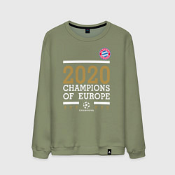 Свитшот хлопковый мужской FC Bayern Munchen Champions of Europe 2020, цвет: авокадо