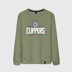 Свитшот хлопковый мужской Los Angeles Clippers, цвет: авокадо