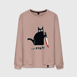 Свитшот хлопковый мужской Милый кот, цвет: пыльно-розовый