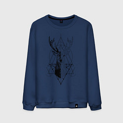 Свитшот хлопковый мужской Polygonal deer, цвет: тёмно-синий