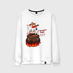 Свитшот хлопковый мужской Genshin Impact Paimon food, цвет: белый