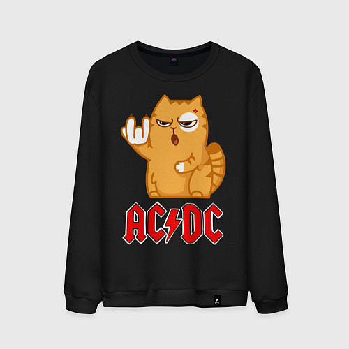 Мужской свитшот ACDC rock cat / Черный – фото 1