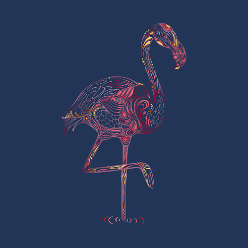 Мужской свитшот Узорчатый фламинго / Тёмно-синий – фото 3