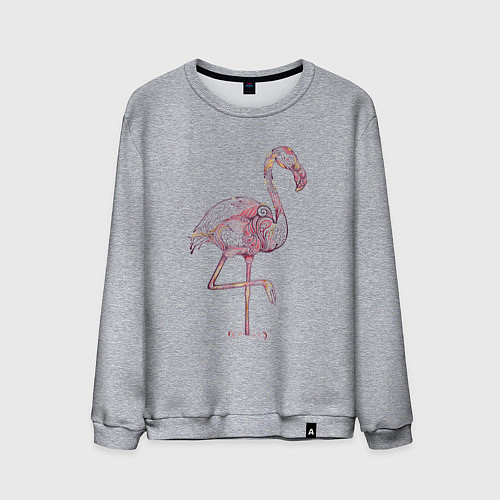 Мужской свитшот Узорчатый фламинго / Меланж – фото 1