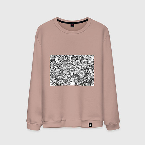 Мужской свитшот Doodle граффити / Пыльно-розовый – фото 1
