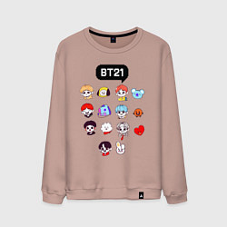 Свитшот хлопковый мужской BTS BT21, цвет: пыльно-розовый