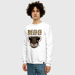 Свитшот хлопковый мужской Bull Moo, цвет: белый — фото 2