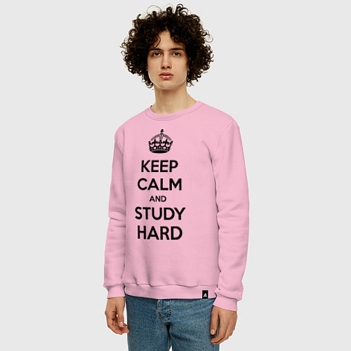 Мужской свитшот Keep Calm & Study Hard / Светло-розовый – фото 3