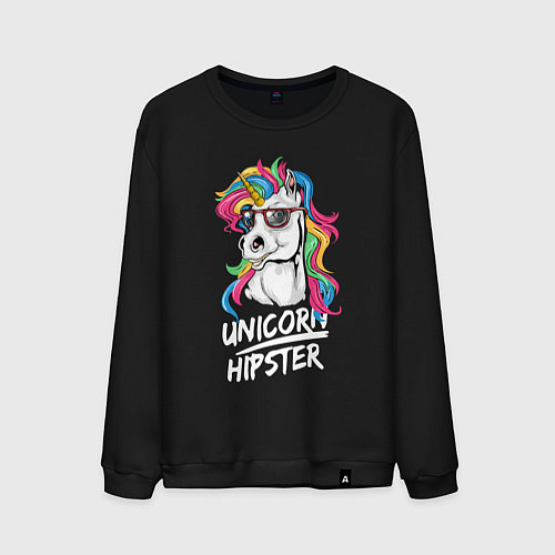 Мужской свитшот Unicorn hipster / Черный – фото 1