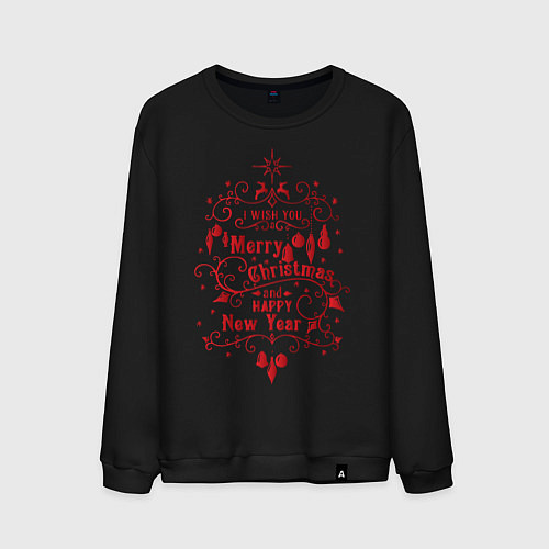 Мужской свитшот Merry Christmas 1 / Черный – фото 1