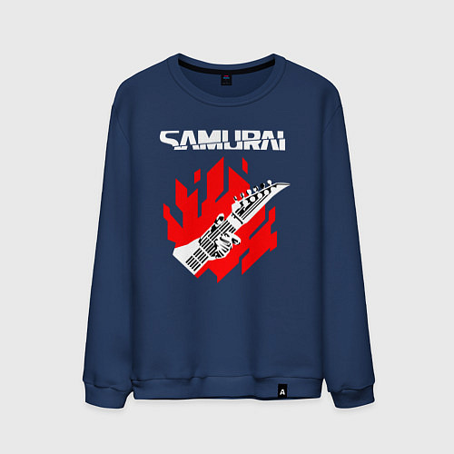Мужской свитшот CYBERPUNK 2077 SAMURAI / Тёмно-синий – фото 1