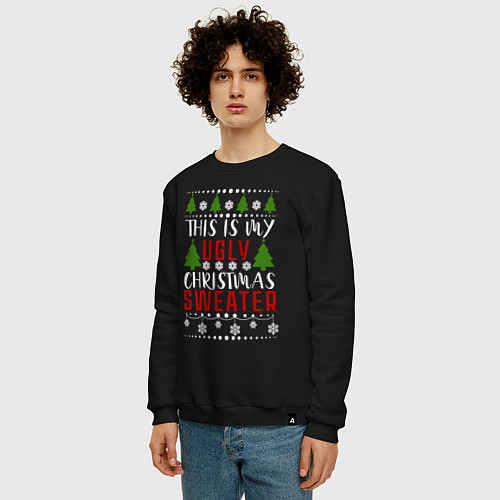 Мужской свитшот My ugly christmas sweater / Черный – фото 3
