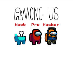 Свитшот хлопковый мужской Among Us - Noob Pro Hacker Z, цвет: белый — фото 2