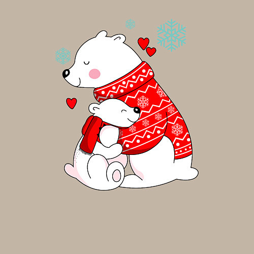 Мужской свитшот Медведица с медвежонеком / Миндальный – фото 3