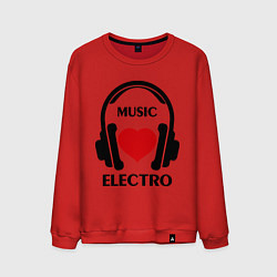 Свитшот хлопковый мужской Electro Music is Love, цвет: красный