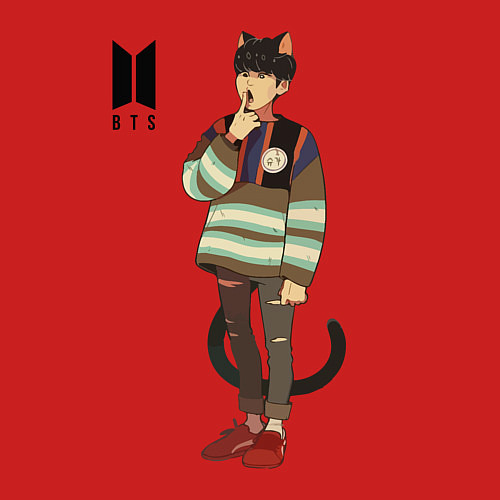 Мужской свитшот BTS Cat / Красный – фото 3