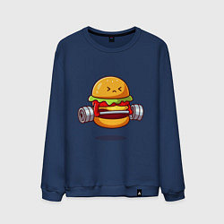 Свитшот хлопковый мужской Бургер на спорте, цвет: тёмно-синий