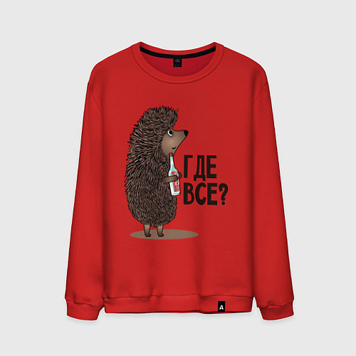 Мужской свитшот Где все? / Красный – фото 1