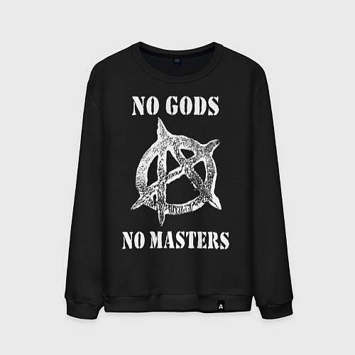 Мужской свитшот NO GODS NO MASTERS / Черный – фото 1