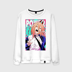 Свитшот хлопковый мужской POWER CHAINSAW MAN ANIME, цвет: белый