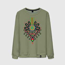 Свитшот хлопковый мужской Польский узор Парзеница, цвет: авокадо