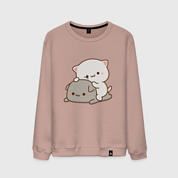 Свитшот хлопковый мужской Милые котики, цвет: пыльно-розовый